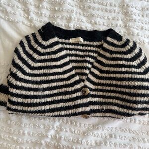 Black and White Striped Cardigan
